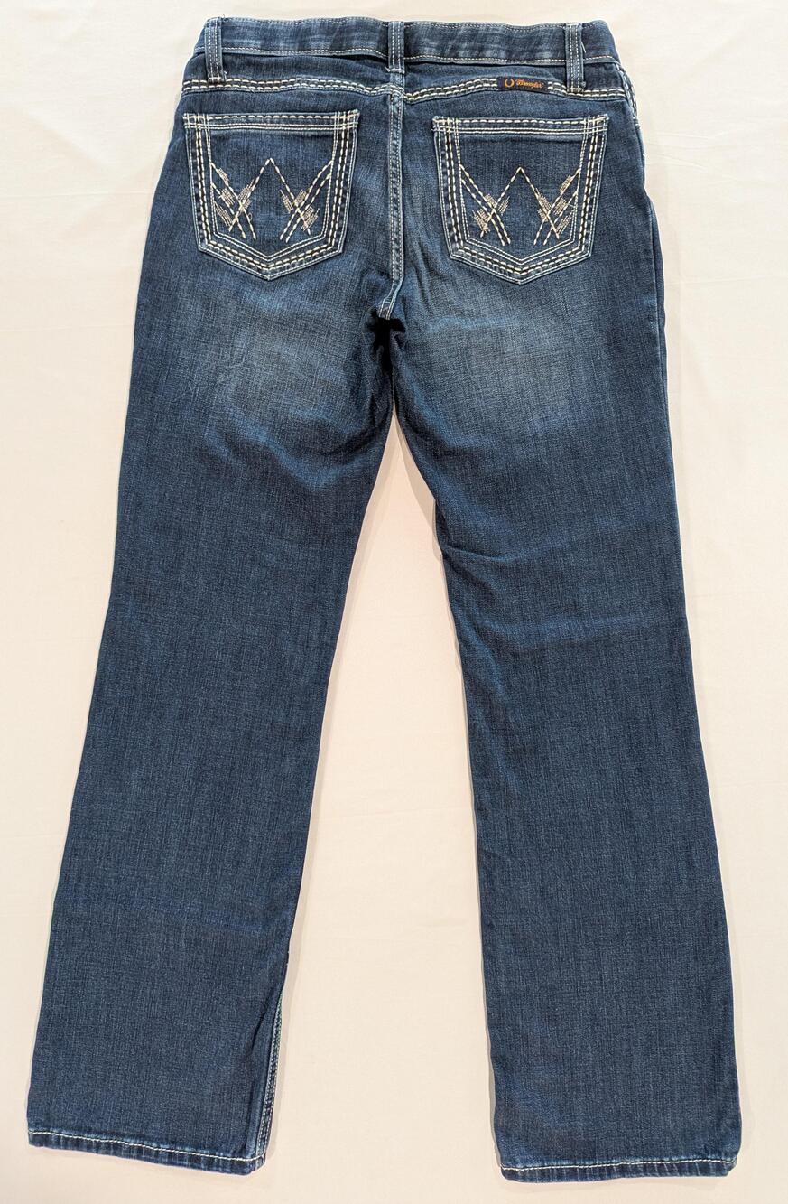 Wrangler Shiloh Jeans 9x34 Blue Med Wash Mid Rise Bootcut Stretch Denim